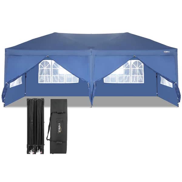 VINGLI 10 ft. x 20 ft. Pop Up Canopy with 6 Removable Sidewalls and Carrying Bag, Patio Event Gazebo Beach Tent