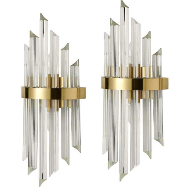CLAXY 14.25 in. 4-Light Brass Modern Wall Sconce with Standard Shade