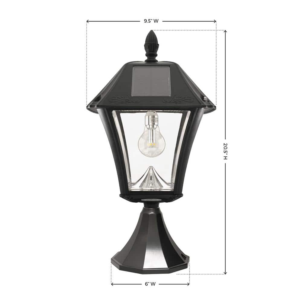 Baytown II Bulb 1-Light Black LED Outdoor Solar Post Light with Wall Sconce and Pier Base Mount Options