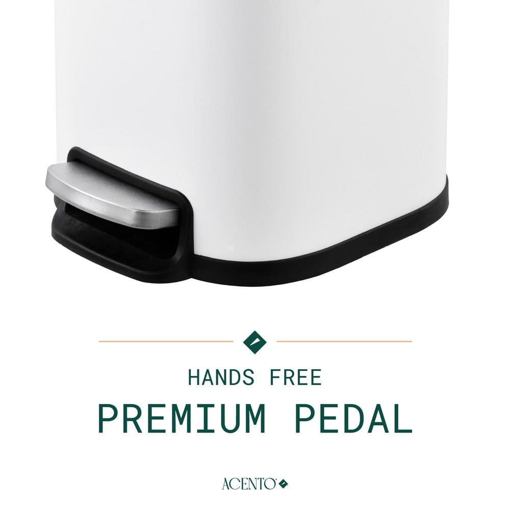 White Stainless Steel Square Step Trash Can with Pedal - 1.6 Gallons