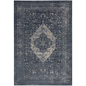 Malta Navy 5 ft. x 8 ft. Traditional Area Rug