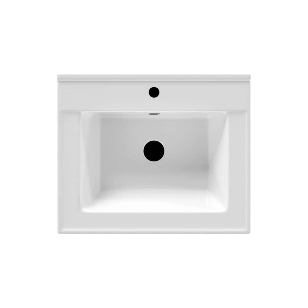 24" Walnut Freestanding Bathroom Vanity with Ceramic Sink