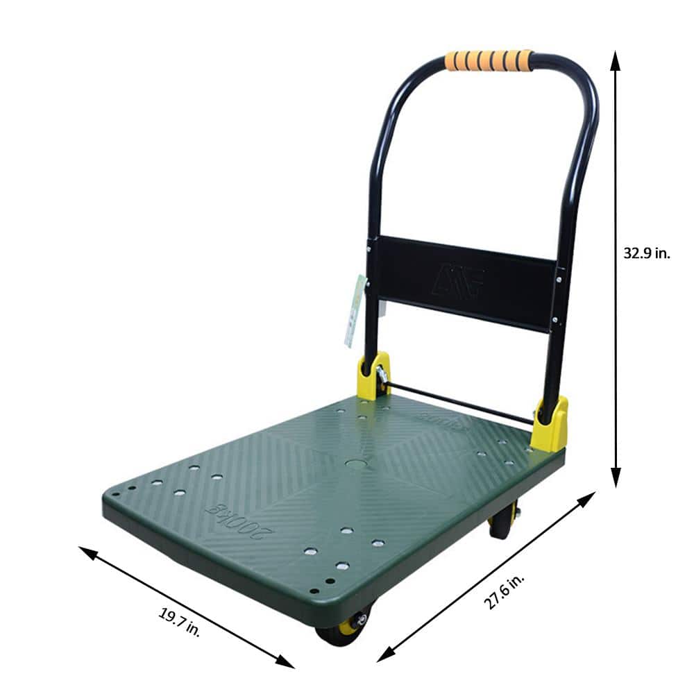 Green Folding Steel Platform Hand Truck with 440 lb Capacity