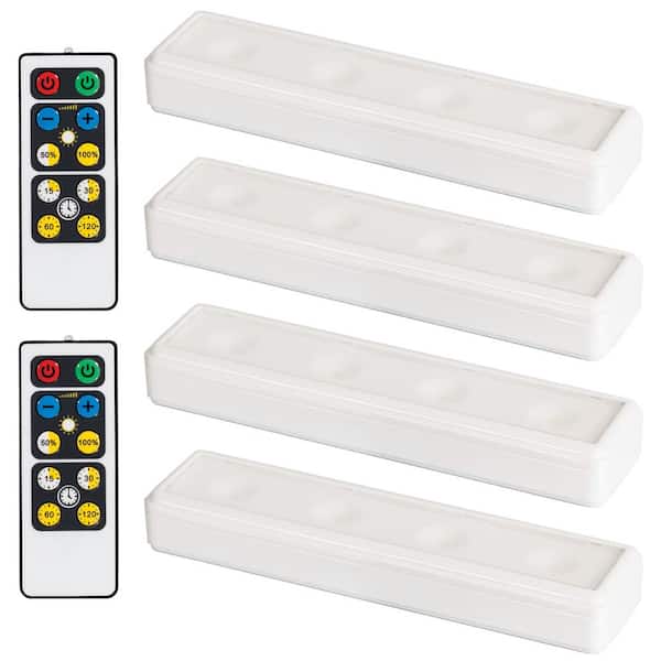 Brilliant Evolution LED White Wireless Under Cabinet Light with 2 Remotes (4-Pack)