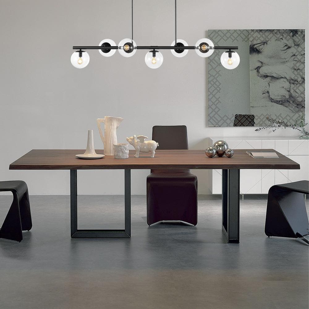 Luca Parisian Black Iron 7-Light Linear LED Pendant