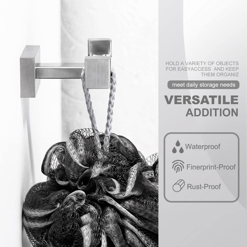 Brushed Nickel Modern Double Robe and Towel Hook