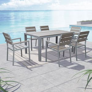 Gallant 7-Piece Sun Bleached Grey Outdoor Rust Proof High Density Polyethylene Dining Set