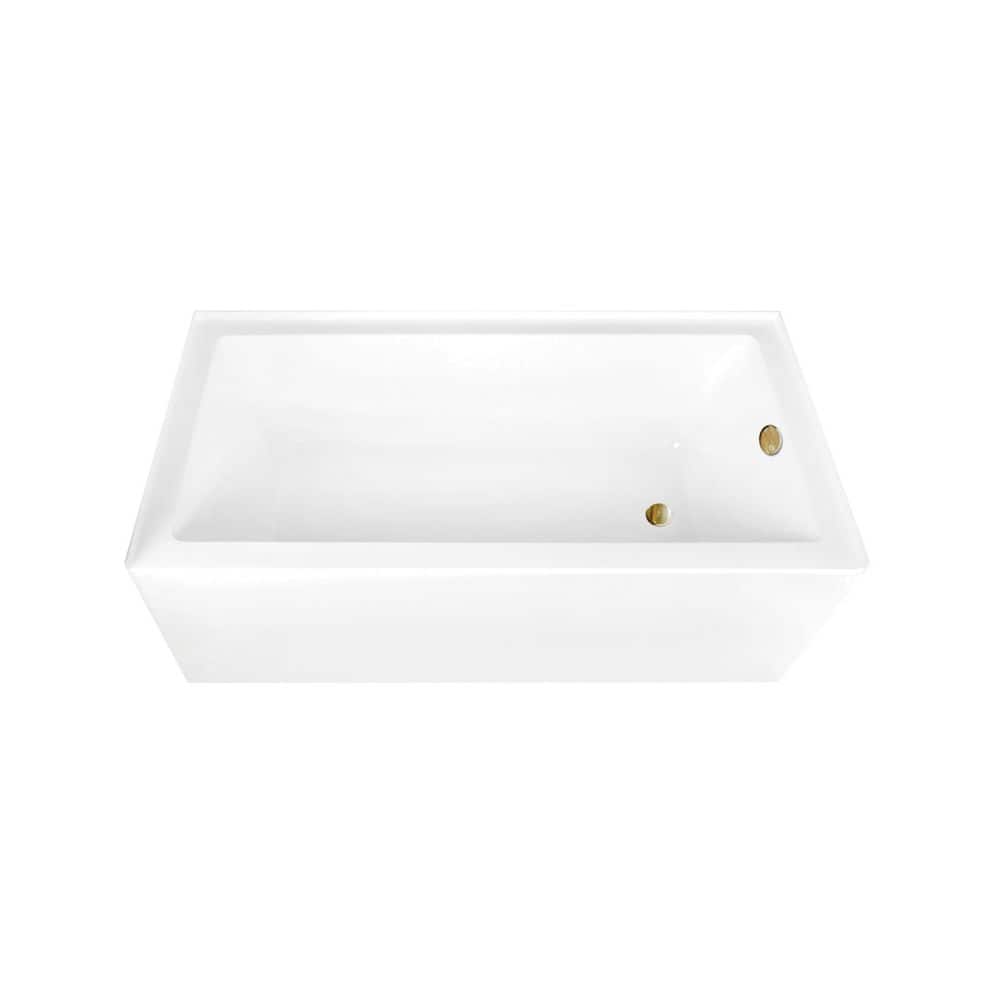 Aqua Eden 66 in. x 32 in. Acrylic Rectangular Alcove Soaking Bathtub with Right Drain in Glossy White/Brushed Brass price history on PriceWatchPro