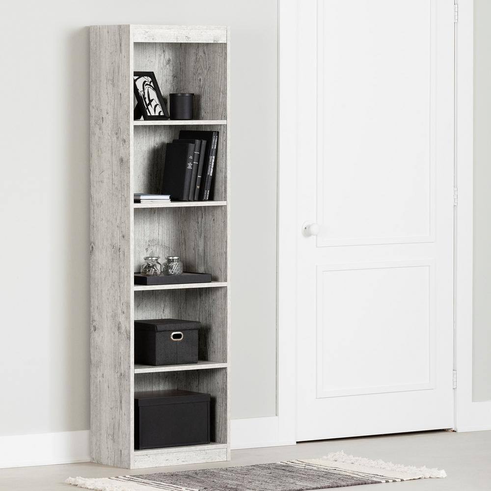 Seaside Pine Adjustable 5-Shelf Narrow Bookcase