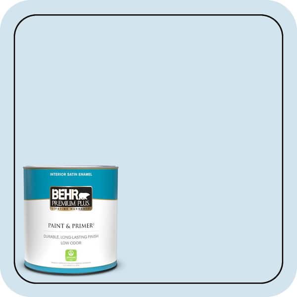 BEHR PREMIUM PLUS 1 qt. #570C-2 Mystic Harbor Satin Enamel Low Odor Interior Paint & Primer