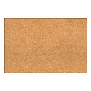 Svelte White Wood Framed Natural Corkboard 37 in. x 25 in. Bulletin Board Memo Board
