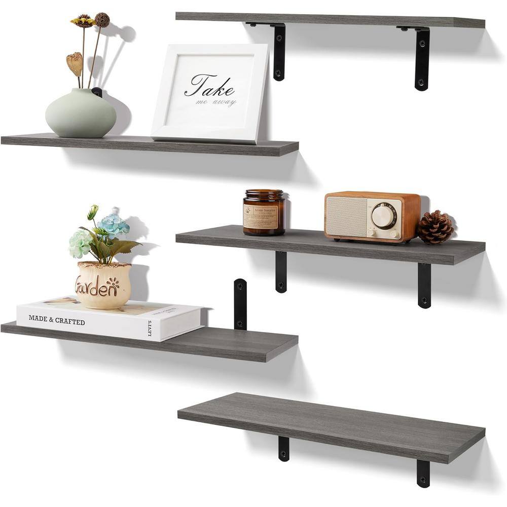 Cubilan 16.5 in. W x 5.9 in. D Decorative Wall Shelf, Gray Wall Mounted ...