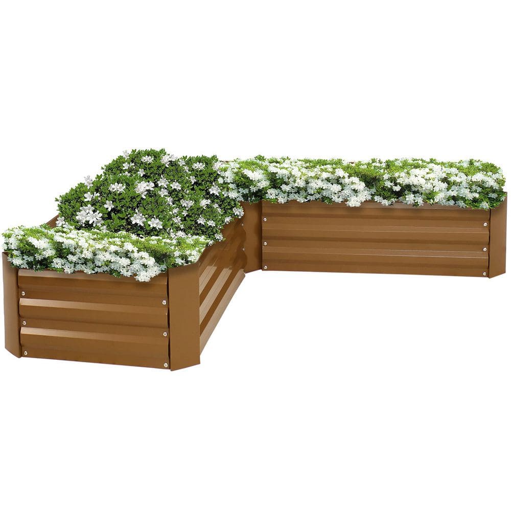 59.5 in. D x 59.5 in. W x 11.75 in. H Raised Steel Garden Bed-Brown