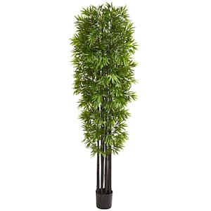 Indoor/Outdoor 7 ft. Bamboo Artificial Tree with Black Trunks UV Resistant