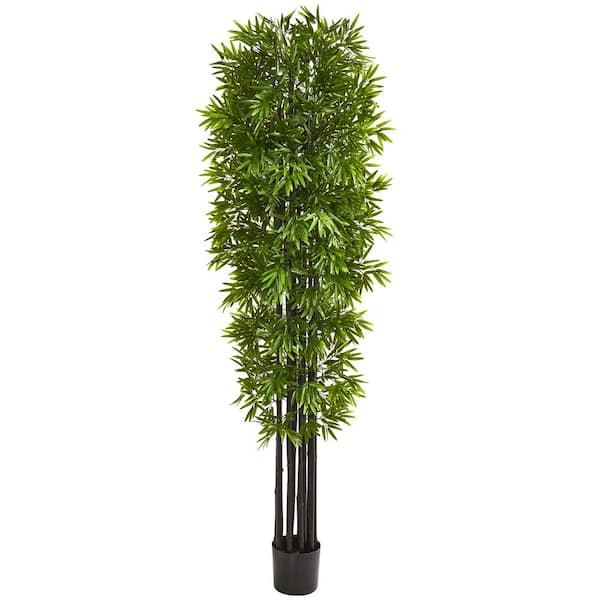 Nearly Natural Indoor/Outdoor 7 ft. Bamboo Artificial Tree with Black Trunks UV Resistant