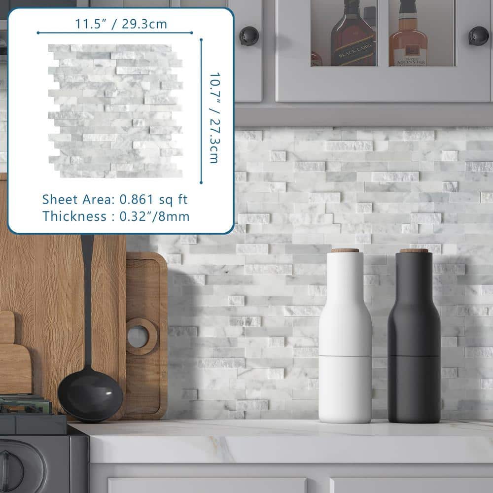 Mixed Gray 12x12 Natural Marble Peel and Stick Mosaic Tiles