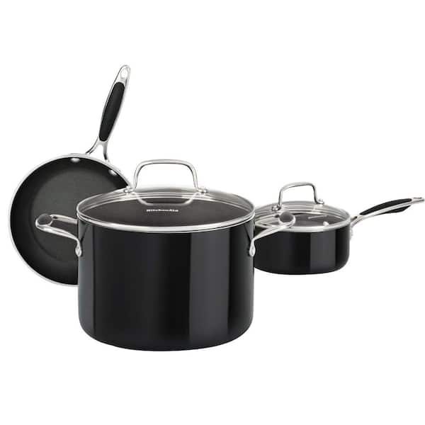 KitchenAid 5-Piece Aluminum Nonstick Cookware Set A in Onyx Black