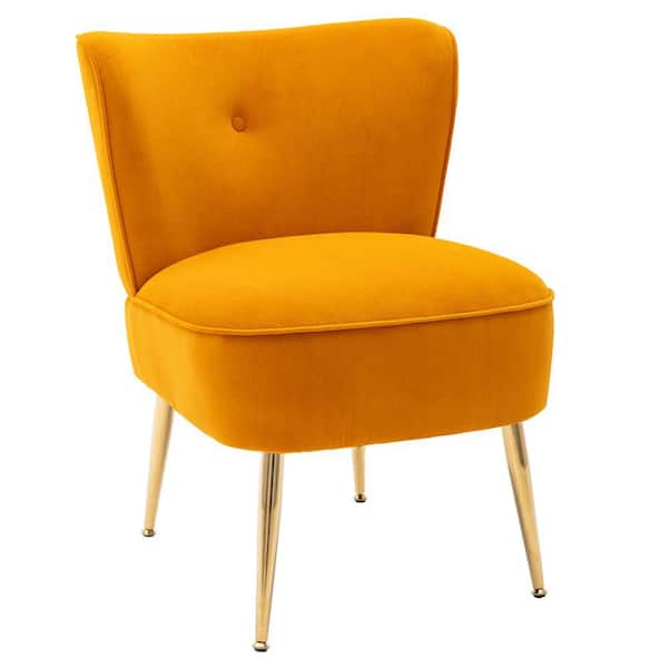 Kahomvis Ginger Yellow Velvet Fabric Upholstered Side Chair(Set of 1)