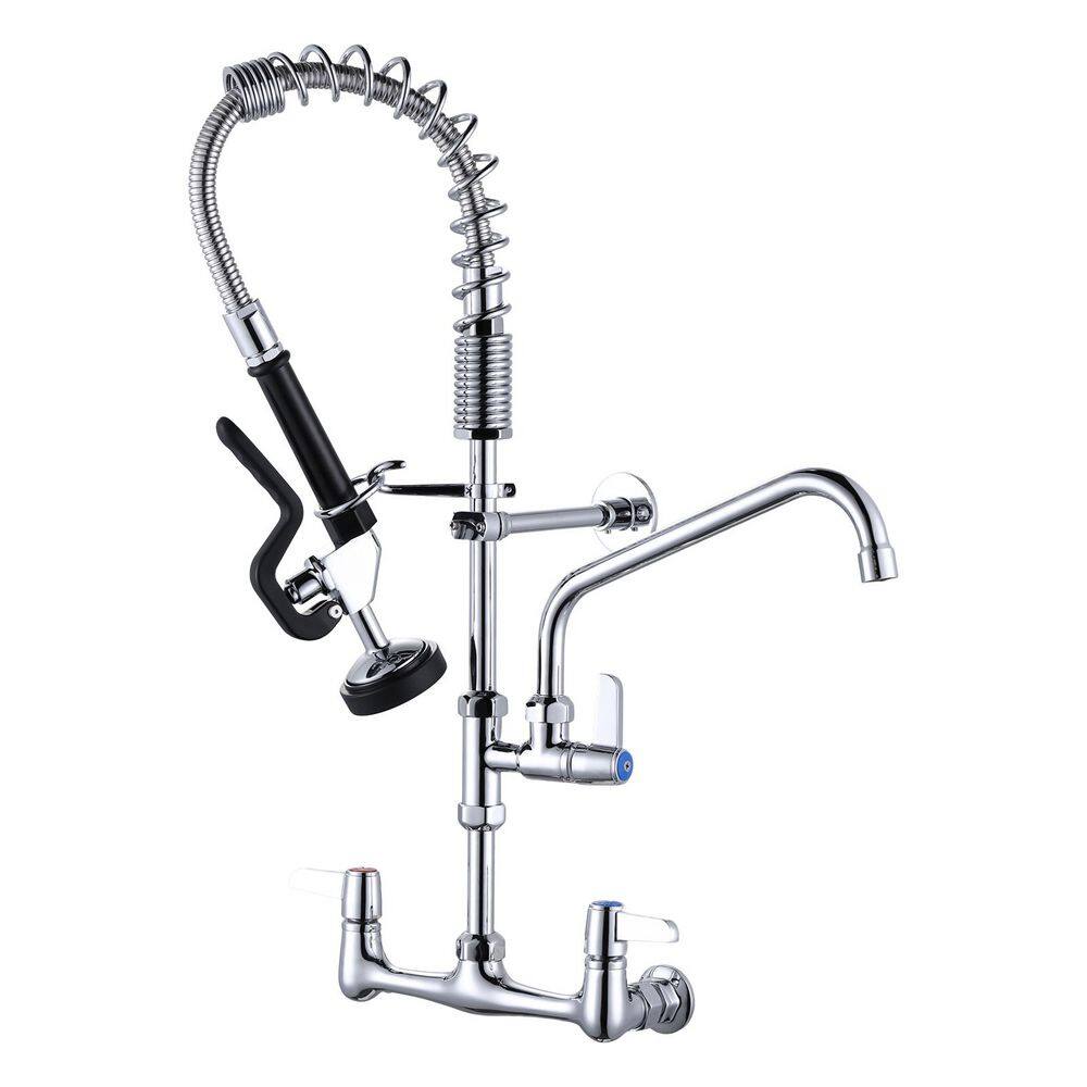 Commercial 25 in. Triple-Handle 180° Swivel Pull Down Sprayer Kitchen Faucet with Pre-Rinse Sprayer in Chrome price history on PriceWatchPro