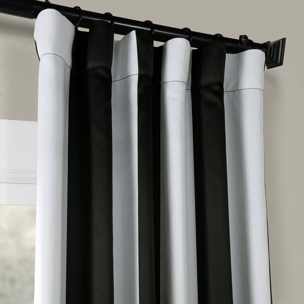Black and White Striped Blackout Polyester Curtain Panel