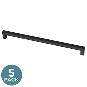 Modern Square 12 in. (305 mm) Matte Black Cabinet Drawer Pulls with Open Back Design (5-Pack)