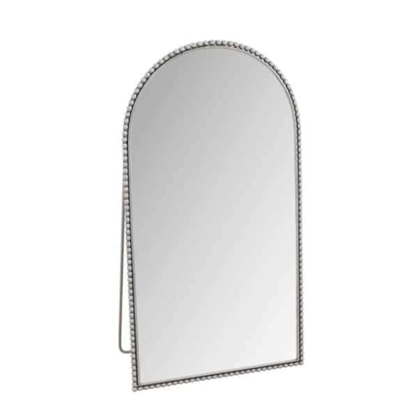 Afoxsos Silver 35.43 in. W x 65.75 in. H Arch Full Length Standing Mirror with Iron Frame and Support Feet for Living Room