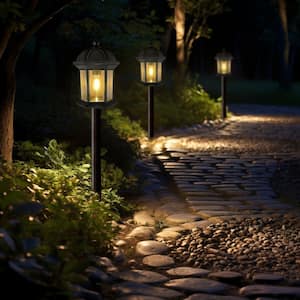 Black Integrated LED Outdoor Solar Pathway Lights with Clear Glass (4-Pack)