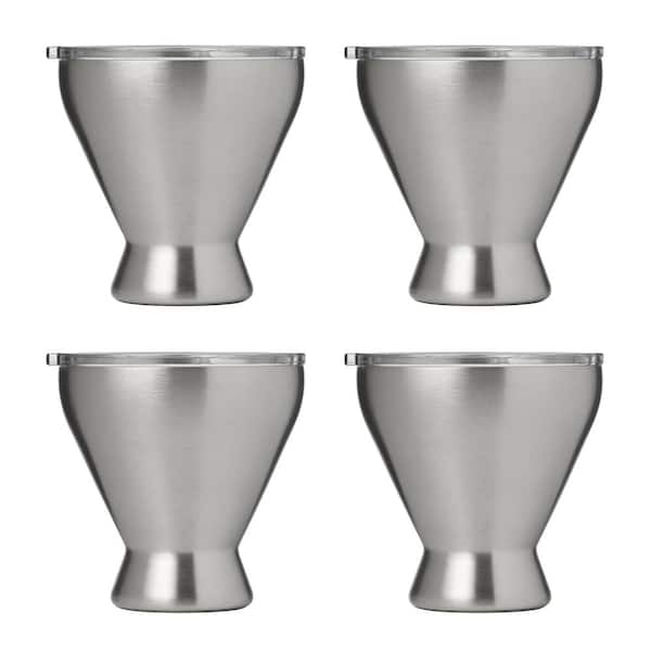 Cambridge 11 oz. Silver Stainless Steel All-Purpose Cocktail Tumbler (Set of 4)
