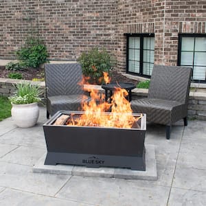 The Peak 38 in. x 22 in. Rectangle Steel Wood Patio Smokeless Fire Pit