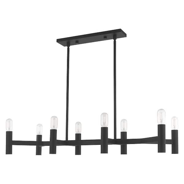 Arya Collection Eight-Light Matte Black Luxe Linear Chandelier