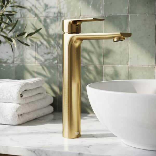 Norfolk Single Handle Single-Hole Bathroom Vessel Faucet in Matte Brushed Gold