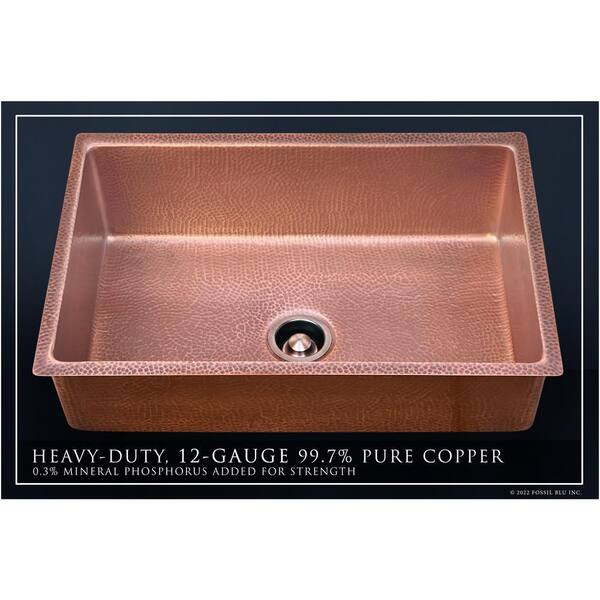 Fossil Blu Luxury 33 in. Drop in or Undermount Single Bowl 12