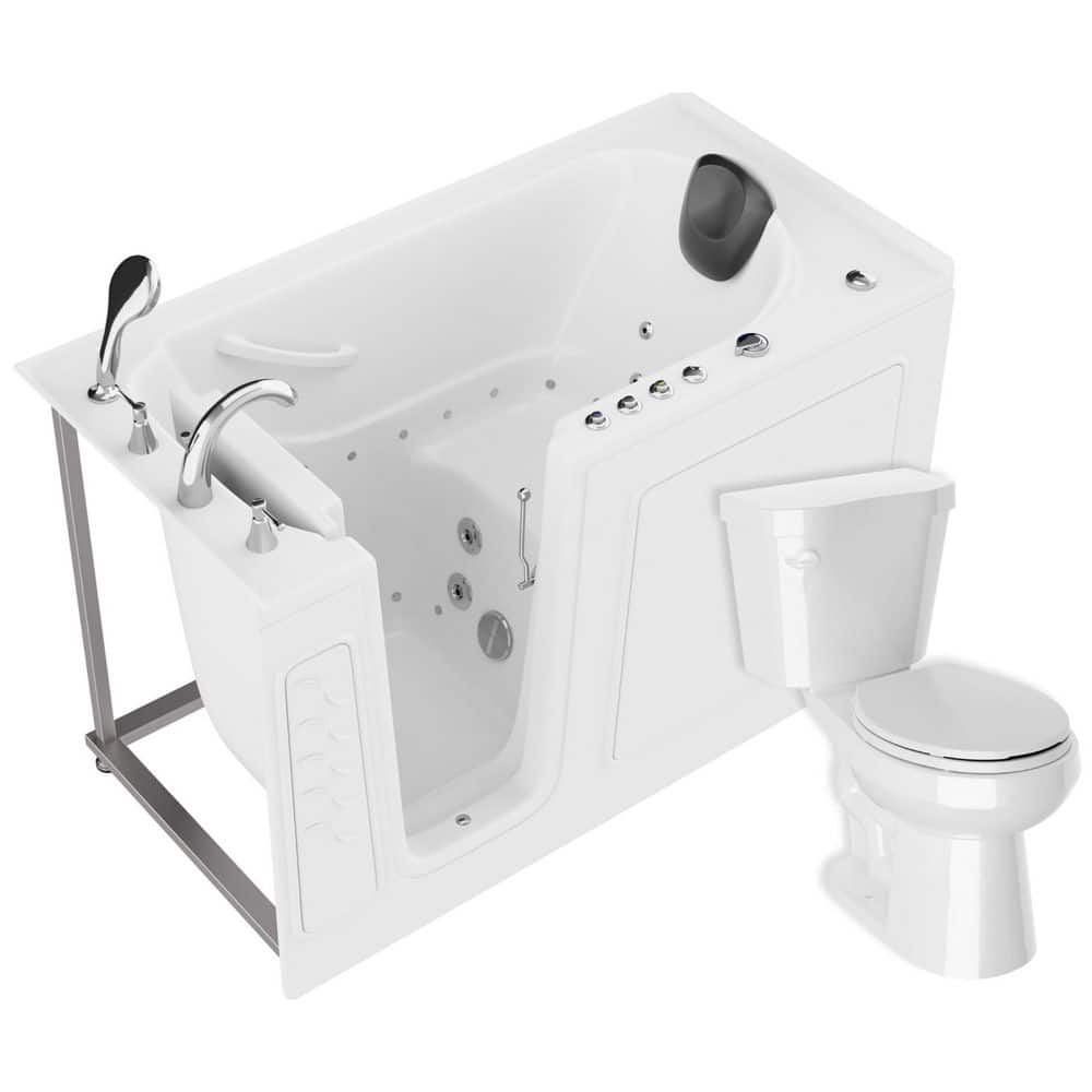 Universal 59 in. x 30 in. Left Drain Combination Jetted Bathtub in White with Rounded Toilet and Soft Close Lid price history on PriceWatchPro