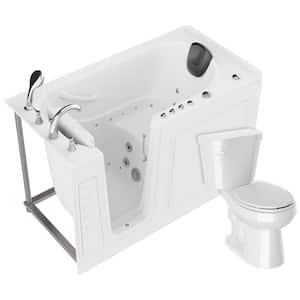 Universal 59 in. x 30 in. Left Drain Combination Jetted Bathtub in White with Rounded Toilet and Soft Close Lid