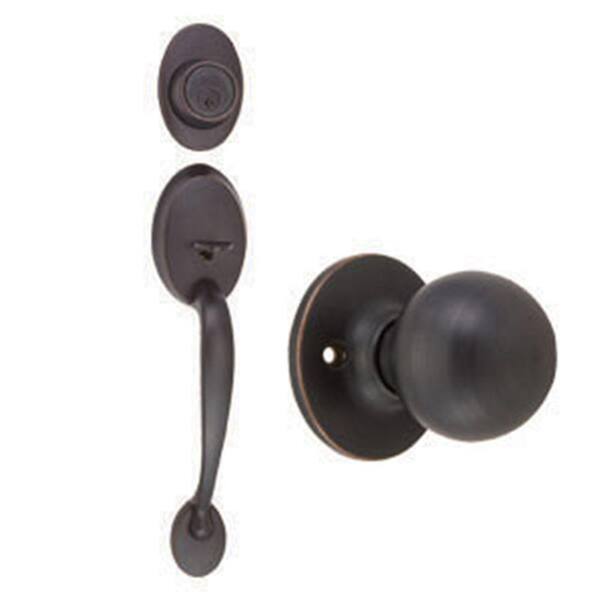 Design House Coventry Oil-Rubbed Bronze Door Handleset with Single Cylinder Deadbolt, Ball Knob Interior and Universal 6-Way Latch
