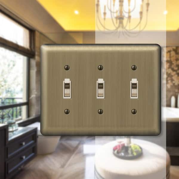 Brass 3-Gang Toggle Wall Plate (1-Pack)