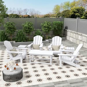 Mason 3-Piece White Poly Plastic Outdoor Patio UV Resistant Coffee and Side Table Set