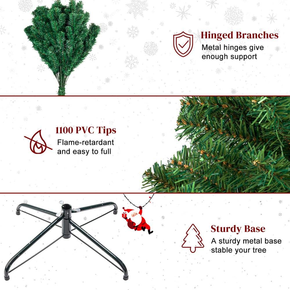 7-Foot Green PVC Full Unlit Christmas Tree with Metal Stand