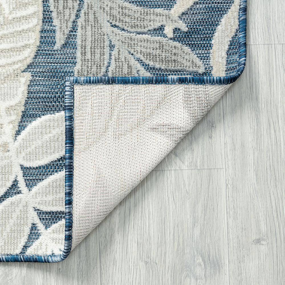 Tropic Reversible Dark Blue Floral 8' x 10' Synthetic Area Rug