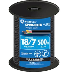 500 ft. 18/7 Black Solid UL Burial Sprinkler System Wire