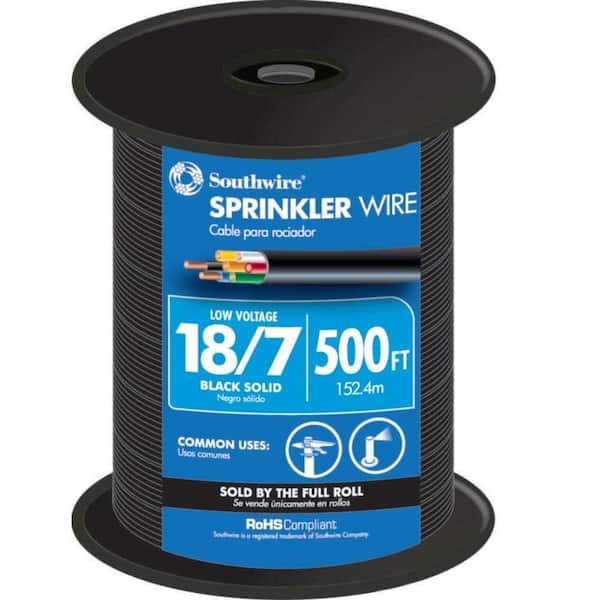 Southwire 500 ft. 18/7 Black Solid UL Burial Sprinkler System Wire