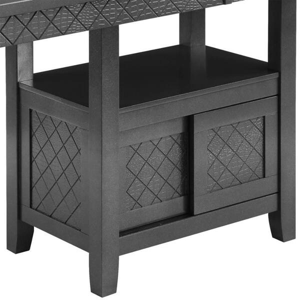Benjara Scarlett Black Glass Rectangle 18.5 in. 4 Legs Base Dining Table Seats 2