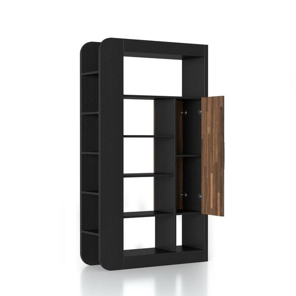 America Baltra 70 87 In Black 13 Shelf, Short Mirrored Bookcase