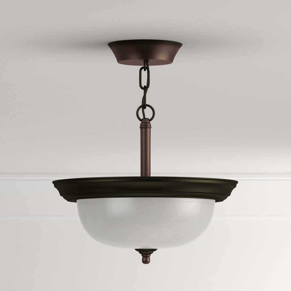 Antique Bronze 2-Light Indoor/Outdoor Glass Bowl Ceiling Fixture
