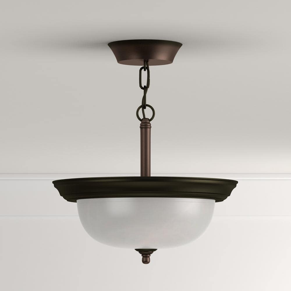 Antique Bronze 2-Light Indoor/Outdoor Glass Bowl Ceiling Fixture