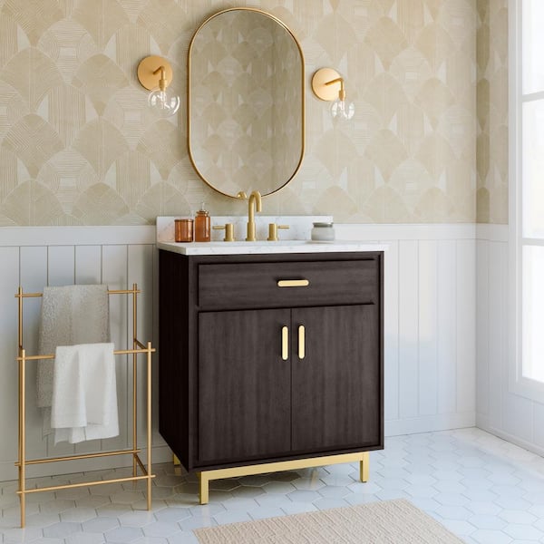 Wall-Mounted Bathroom Vanity in Dark Cherry - Decora