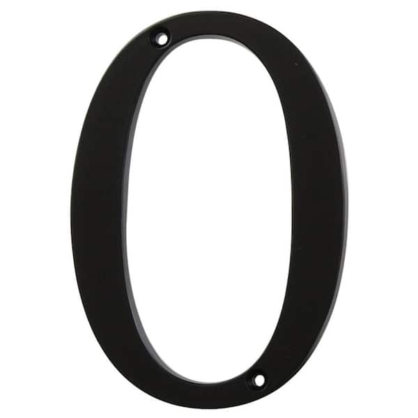 4 in. Black Flush Mount Metal House Number 0