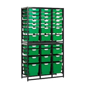Series 200B Stationary Bin Storage Units with Red Bins – All Rack Solutions