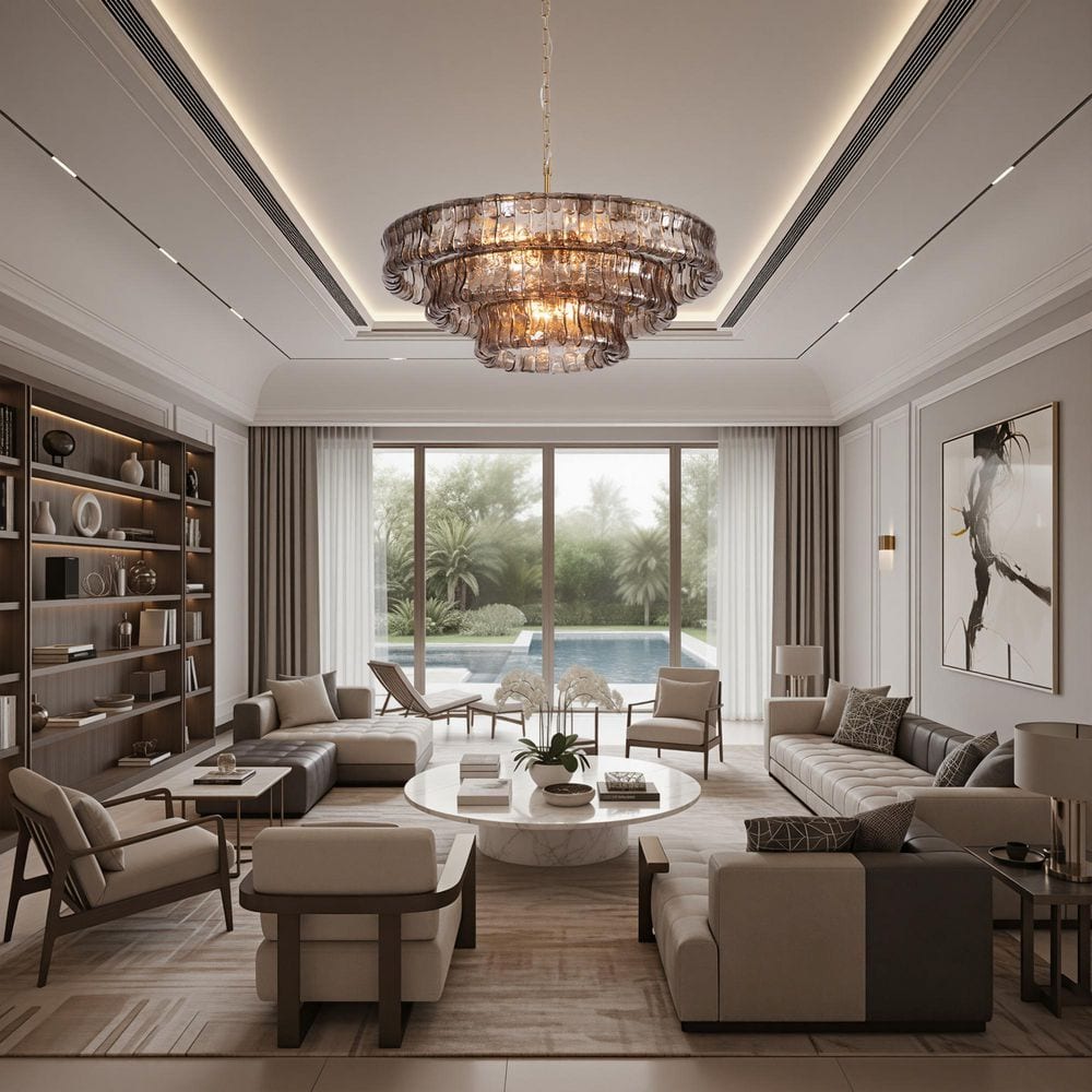 9-Light 31.4 in. Polished Brass Modern Tiered Dimmable Chandelier For Dining Room or Living Room with Gray Glass Shade price history on PriceWatchPro