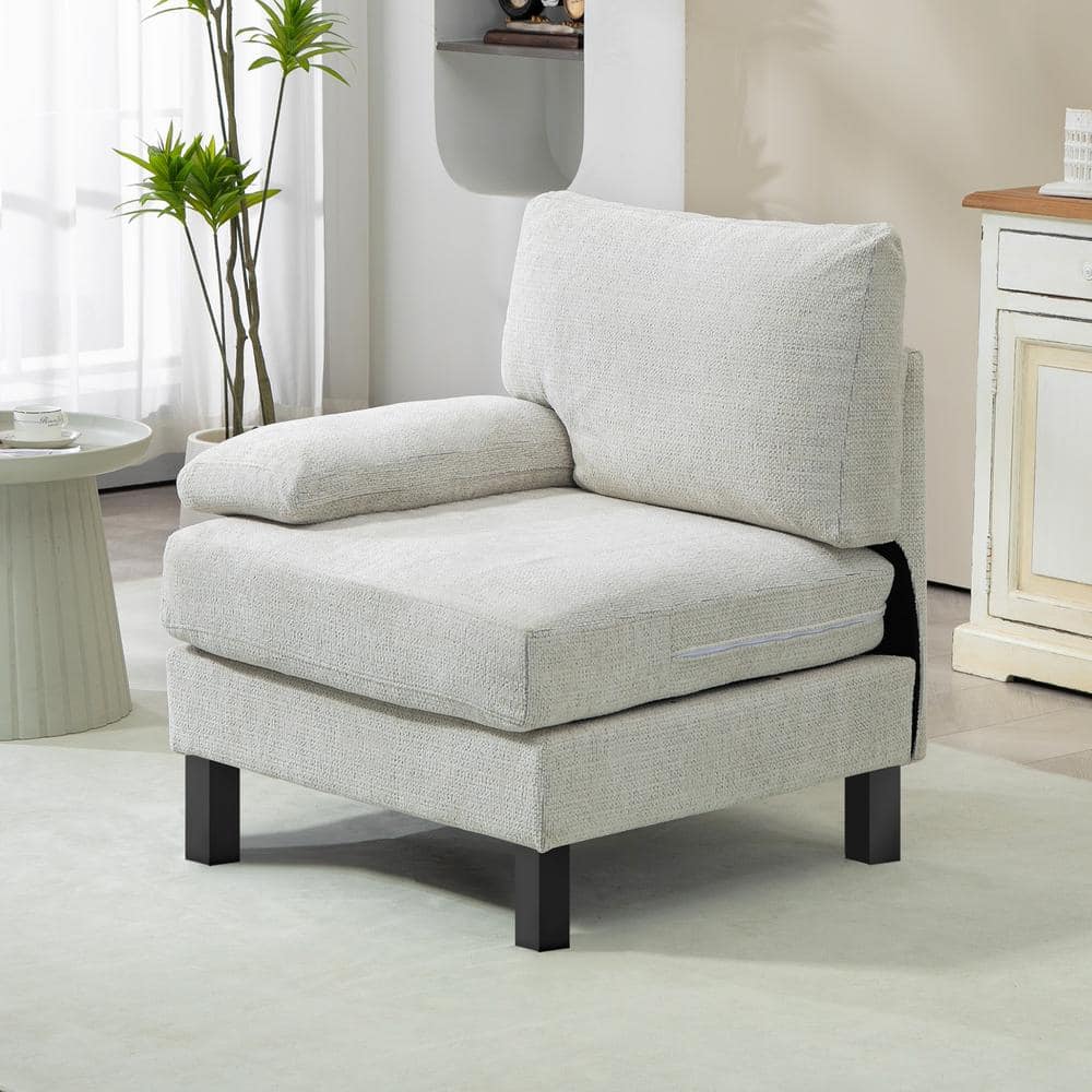 31.5 in. Polyester Left Facing Sectional Sofa in Cream White price history on PriceWatchPro